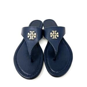 Tory Burch Jolie Flat Thong Tumbled Leather Sandal Shoes Size 7M EUC
